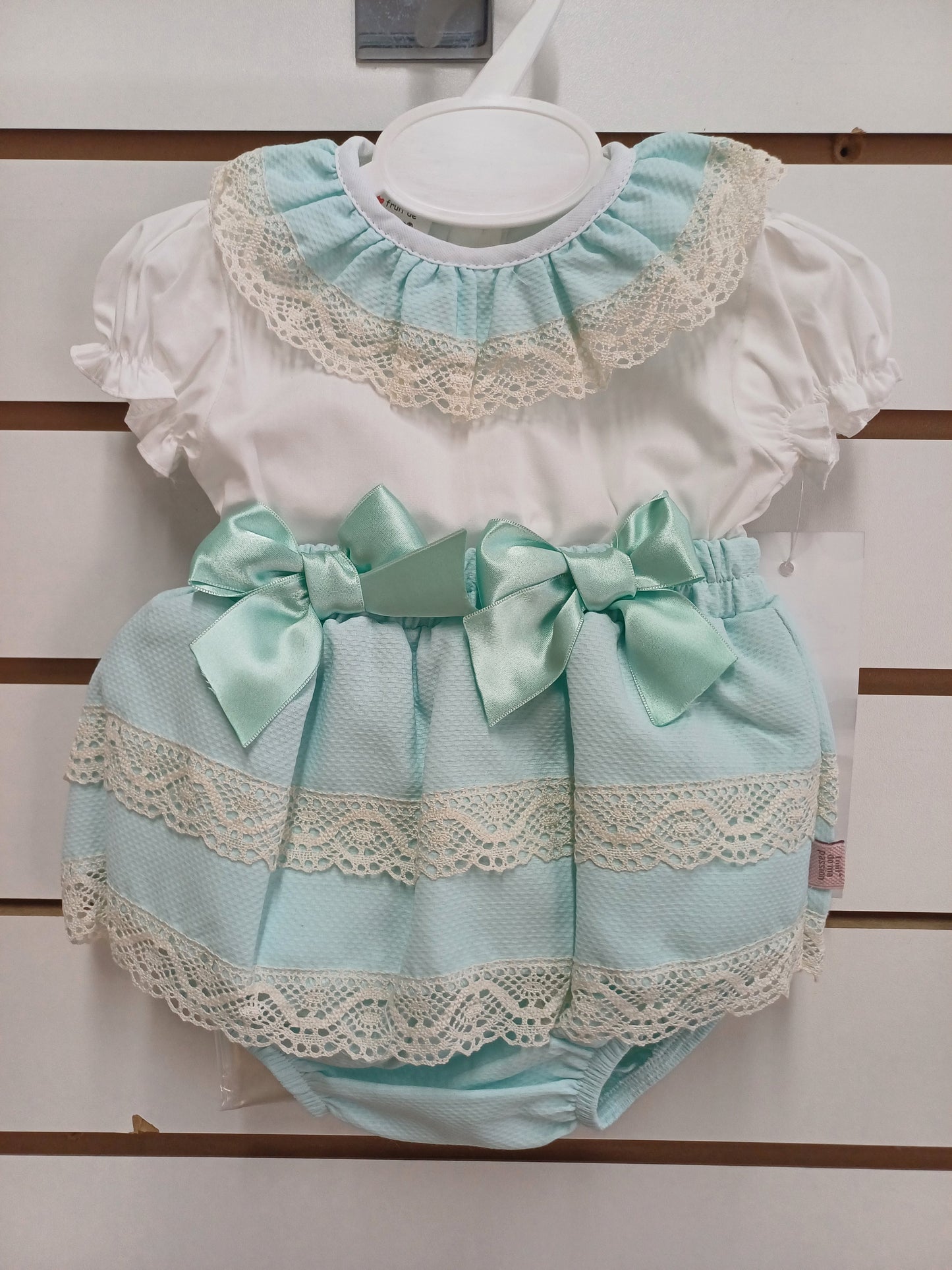 Girls pretty waffle jam pants set with bows