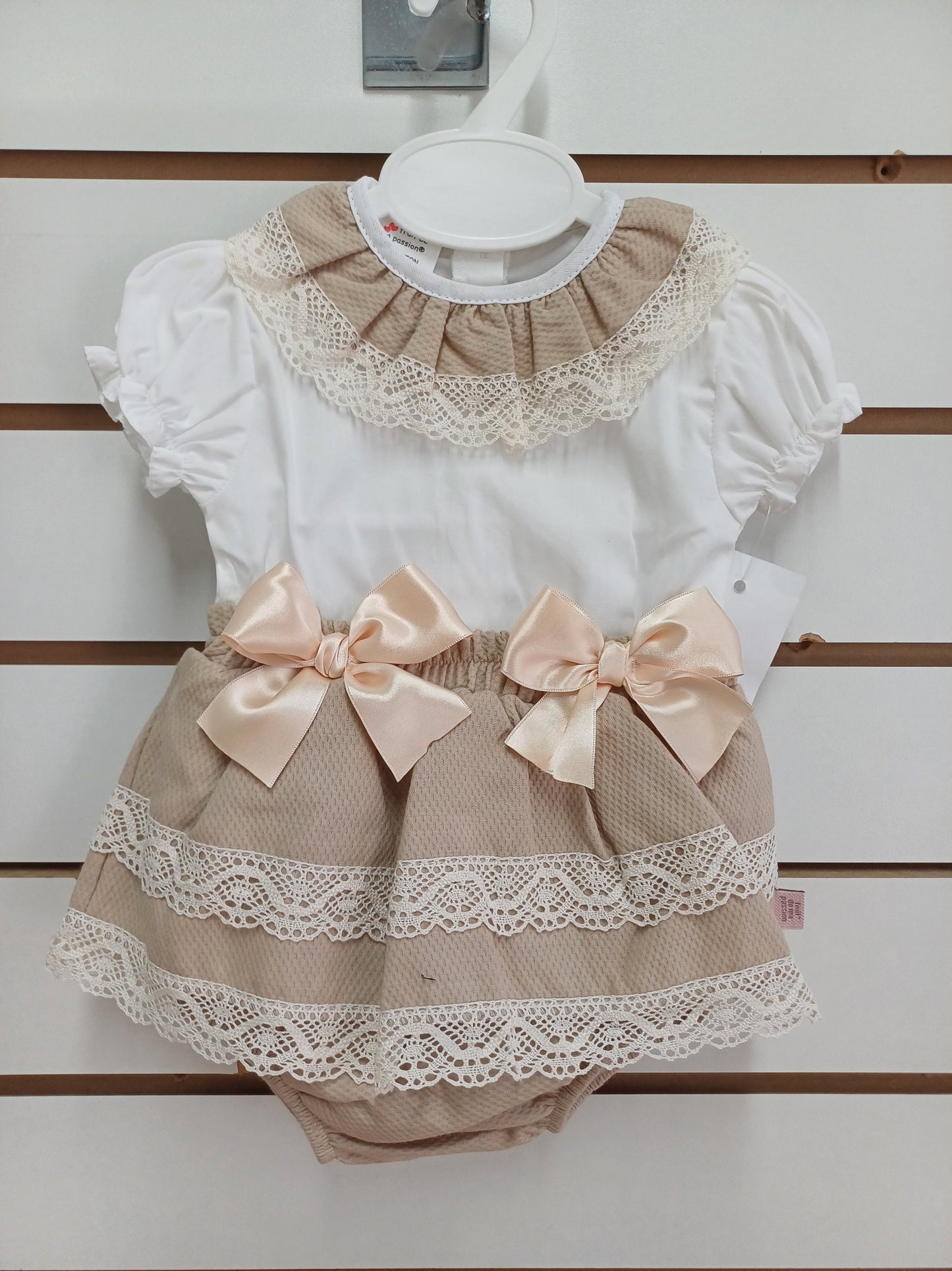 Girls pretty waffle jam pants set with bows