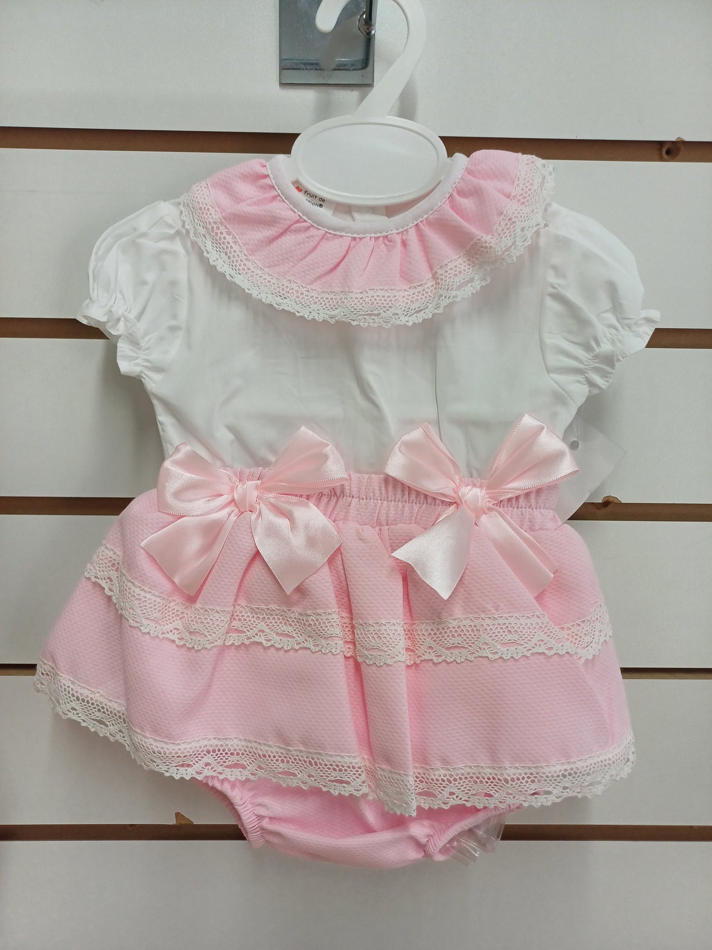 Girls pretty waffle jam pants set with bows