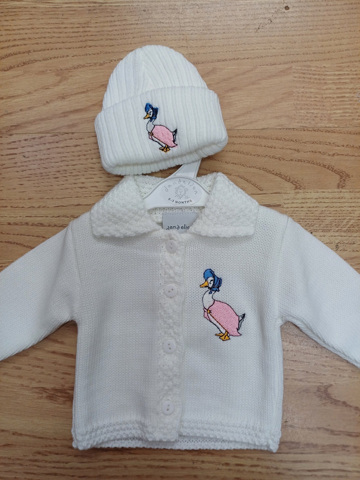 Baby Boys or girls peter rabbit themed cardie and hat set