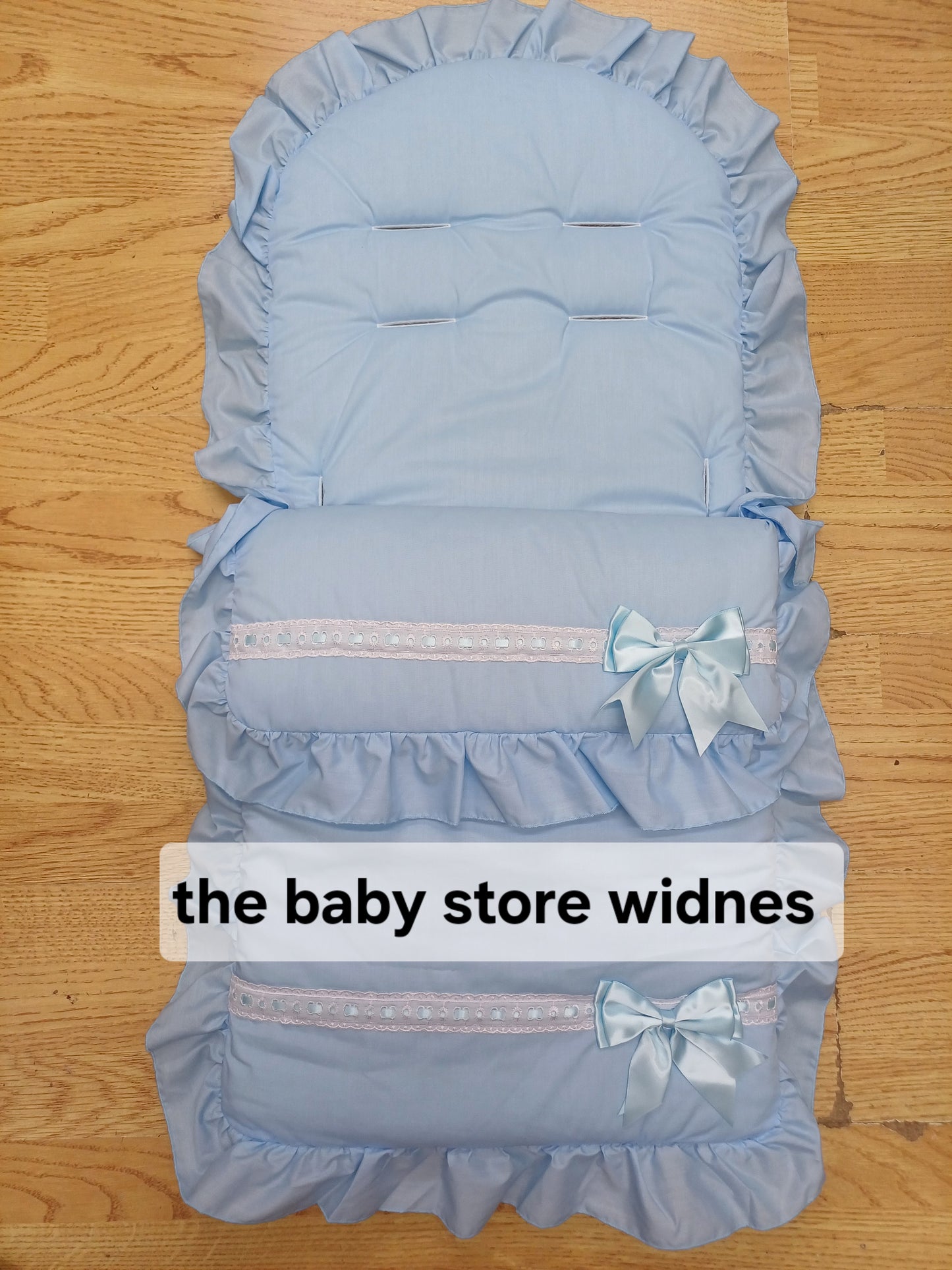 Baby Boys universal fit pram cosytoes footmuff pram set with bows colour blue