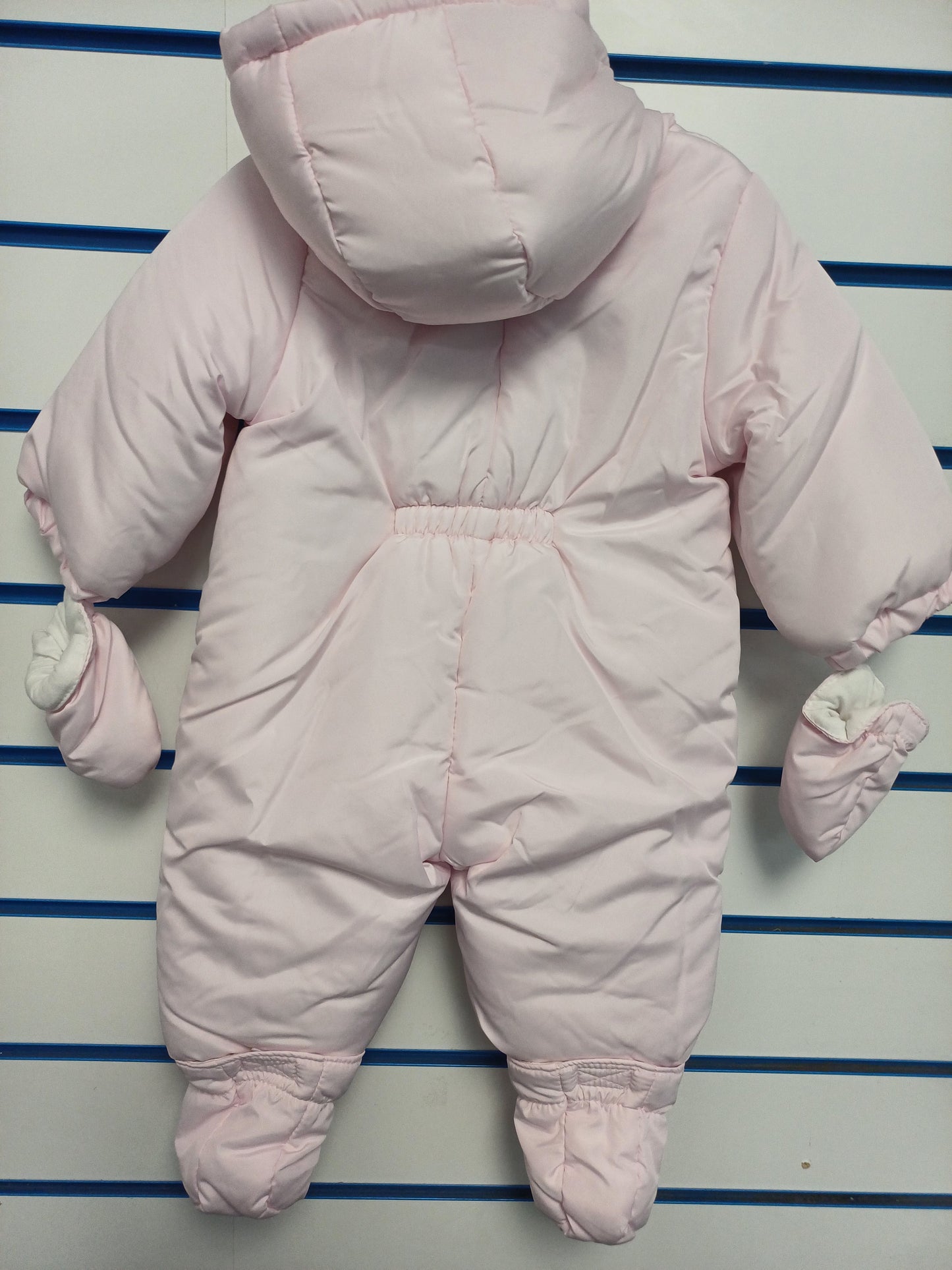 Mintini pram snowsuit with detachable feet and hands with teddy bear design embroidery