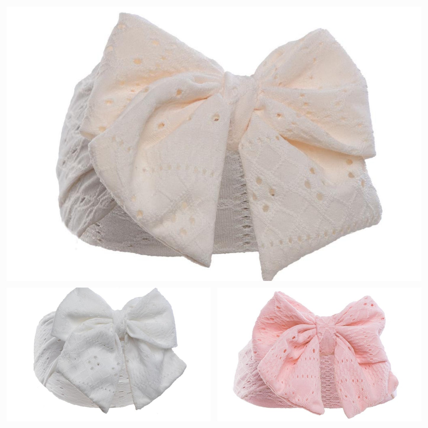 Baby girls stretch headband with large bow comes in various colours
