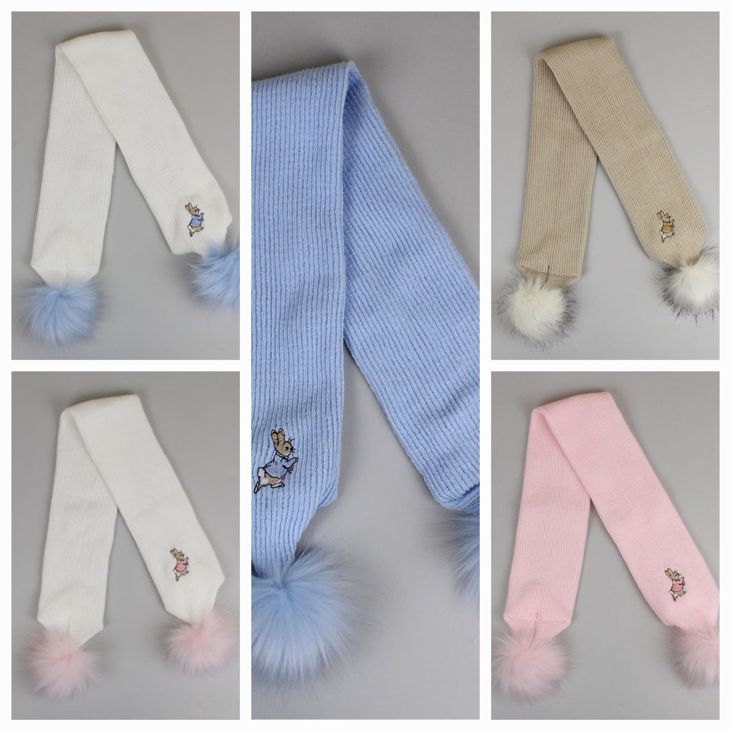 Peter rabbit pom pom scarfs 0 / 6 years
