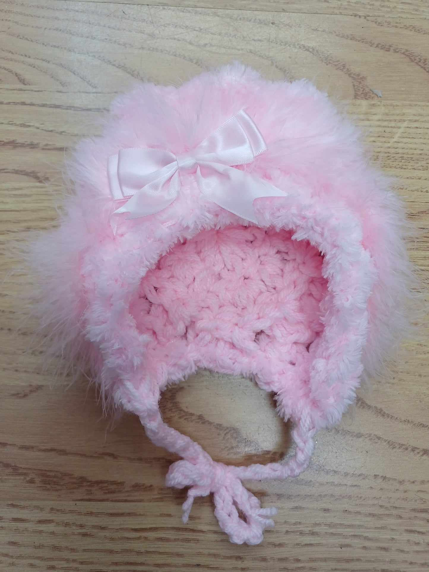 Baby girls handmade crochet pretty cardigan and bonnet set size newborn to 3 months