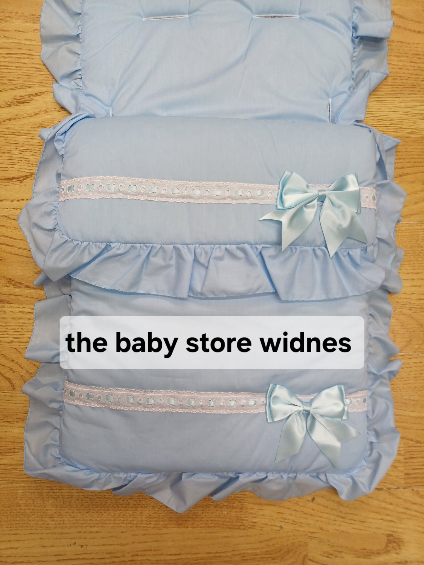 Baby Boys universal fit pram cosytoes footmuff pram set with bows colour blue