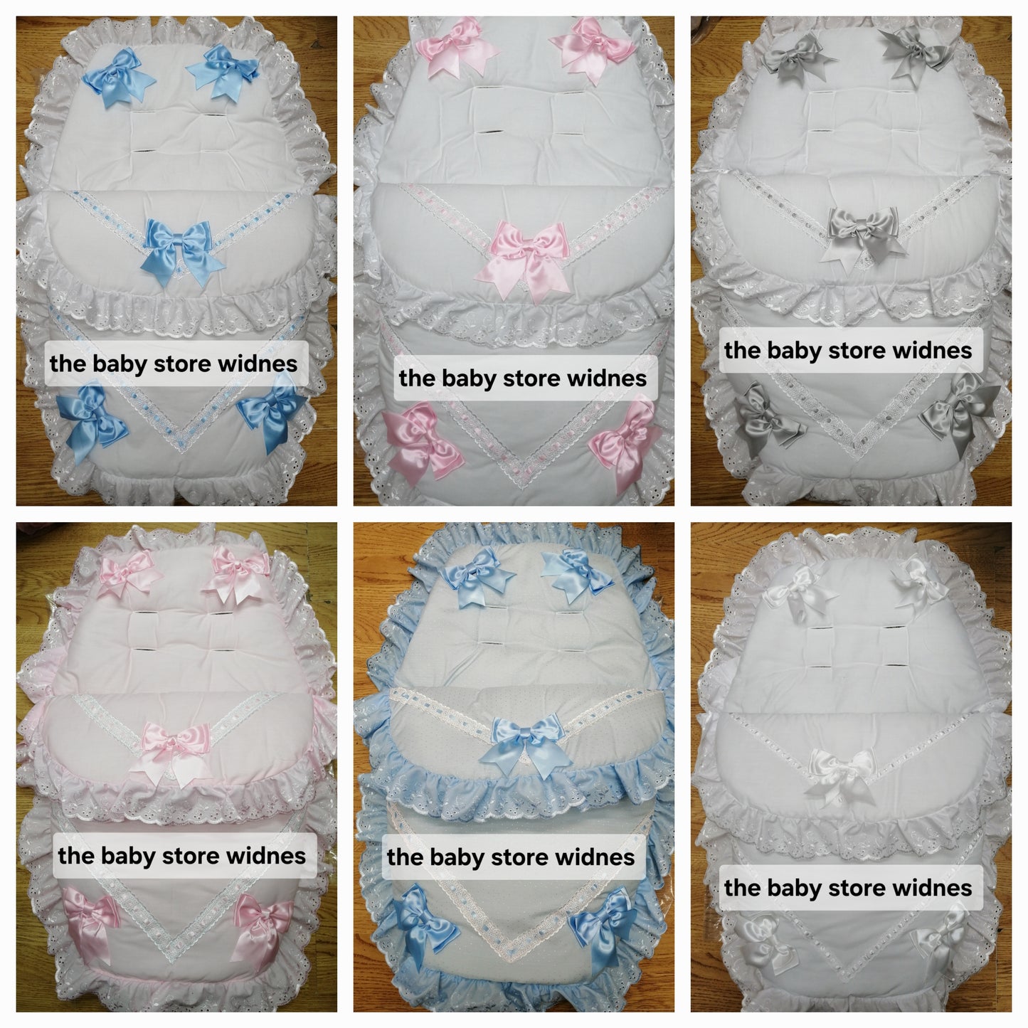 Babys boys or girls universal fit pram cosytoes footmuff pram set with bows