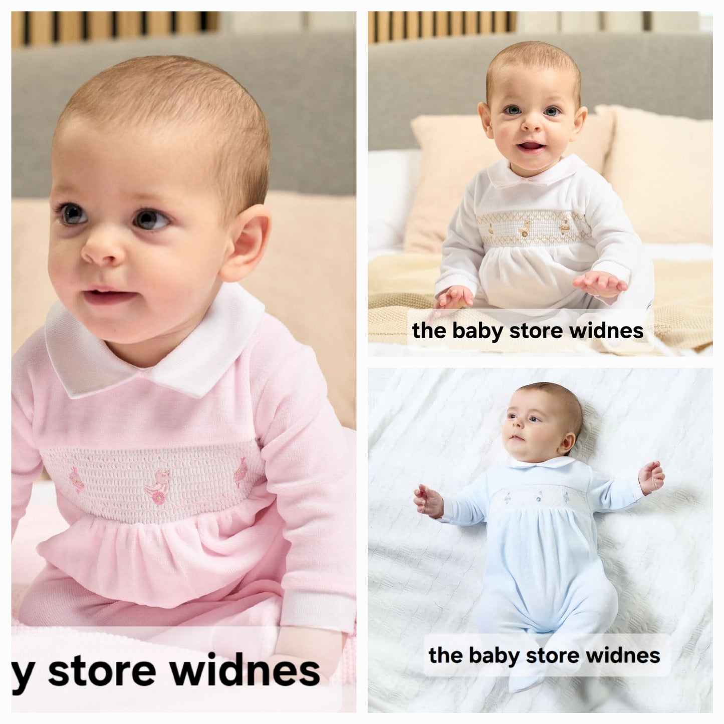 Dandelion spinning top smocked velour sleepsuit
