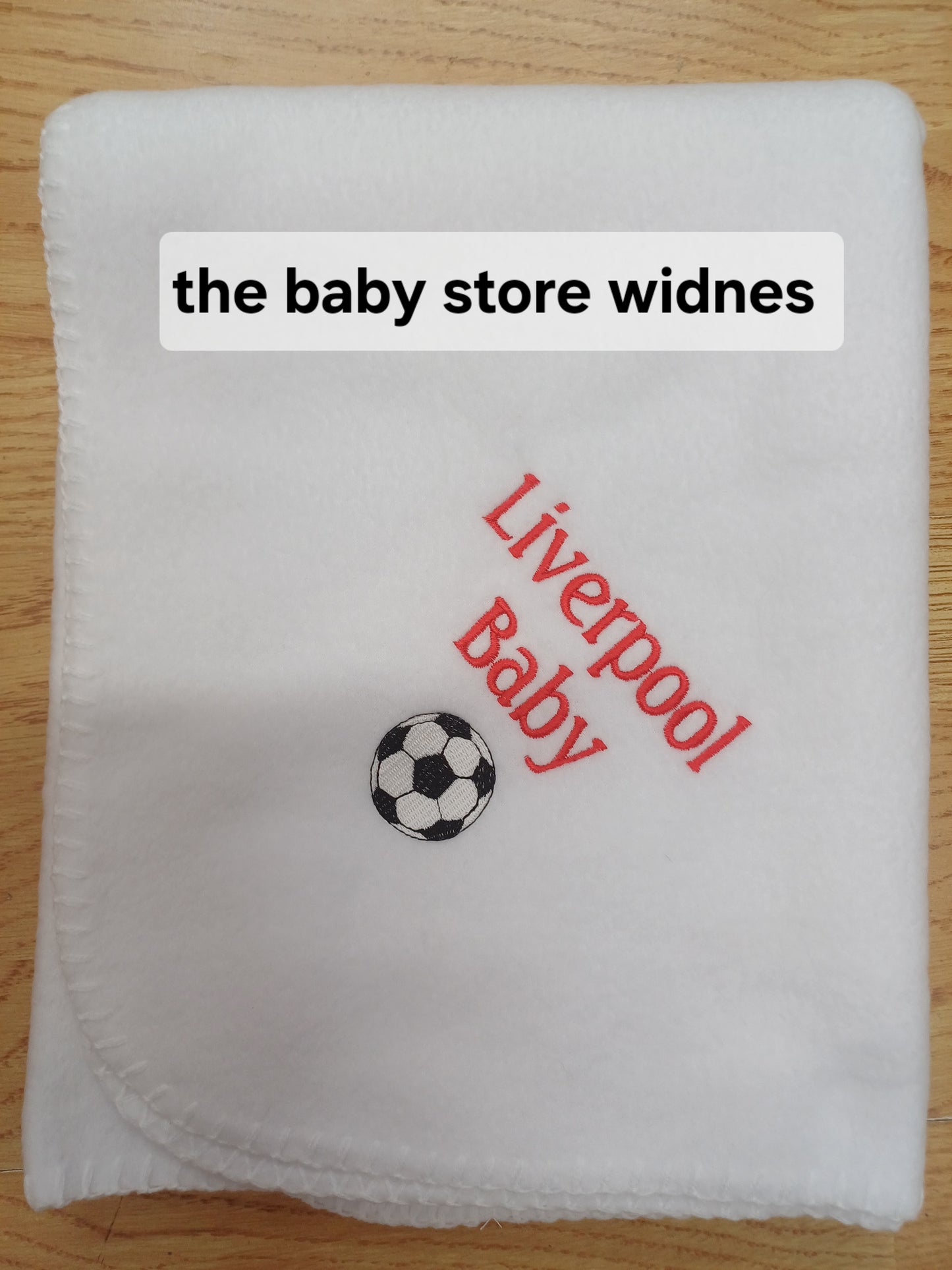 Babys fleece blanket / wrap embroidered with Liverpool Baby & football