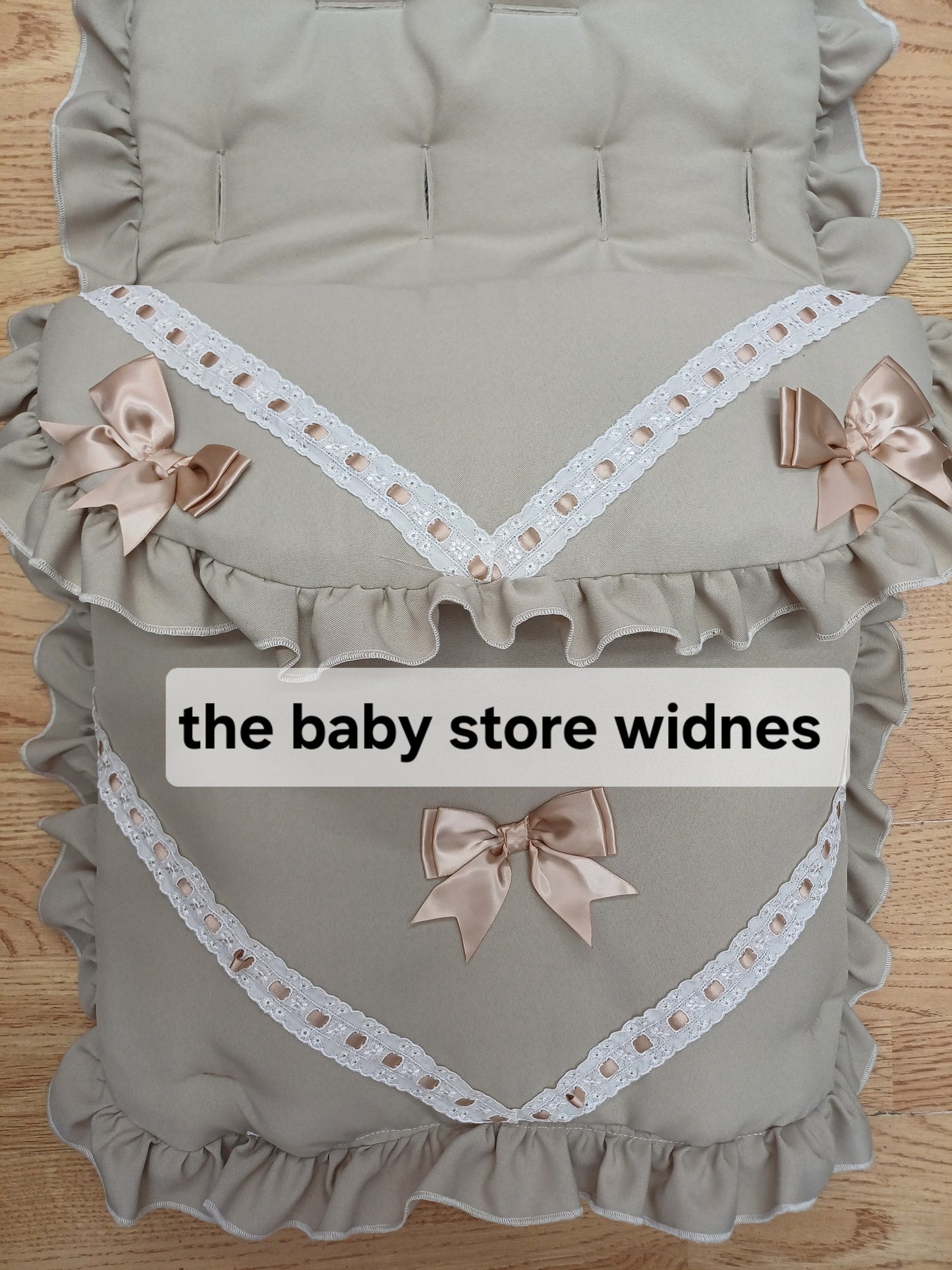 Babys unisex universal fit pram cosytoes footmuff pram set with bows colour beige