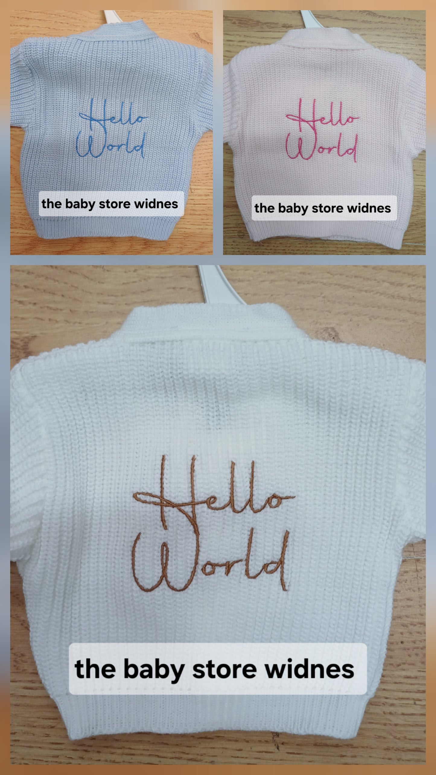 Dandelion boys girls. Knitted cardigan hello world desisn embroidery