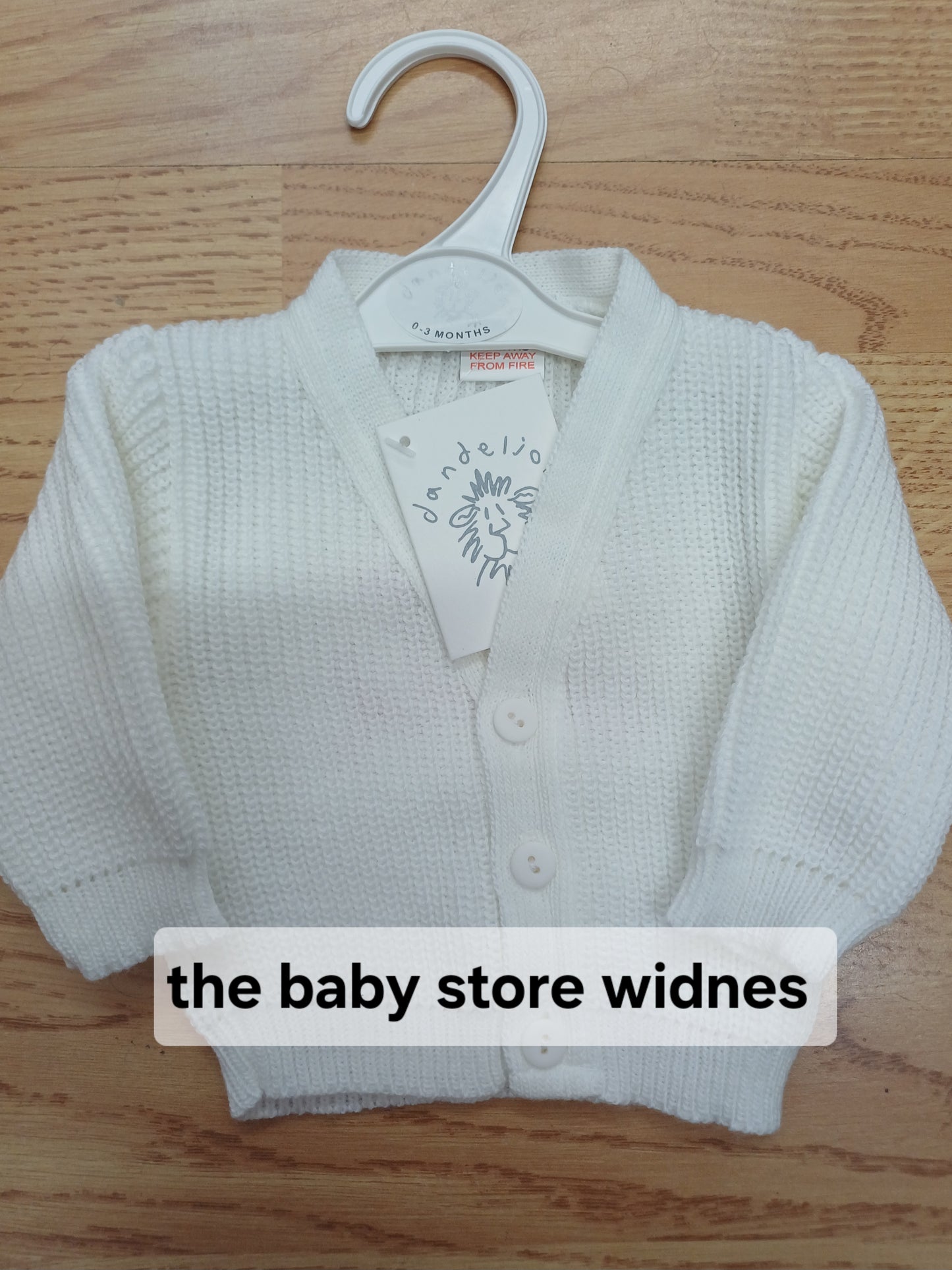 Dandelion boys or girls knitted cardigan with hello world design embroidery