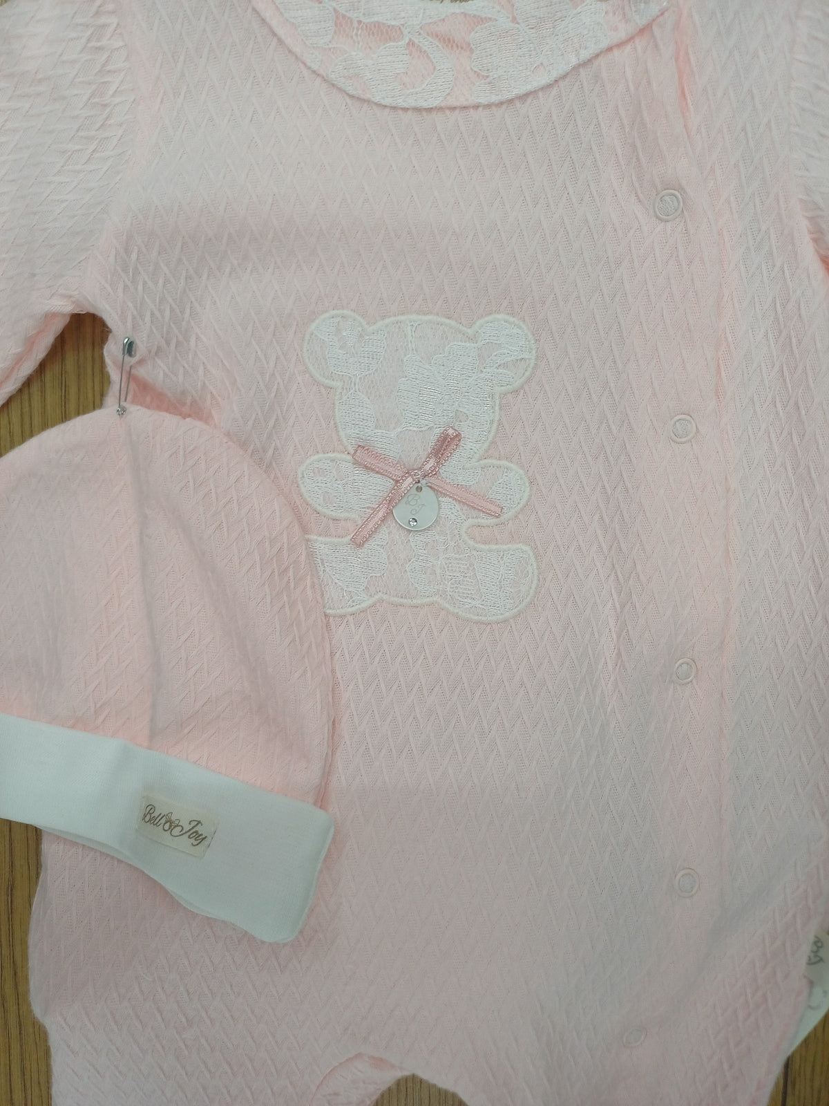 Baby girls all in one Spanish style teddy bear lace romper and hat set