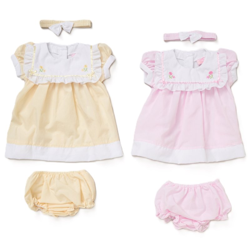 Baby girls 3 piece set with dress knickers and headband