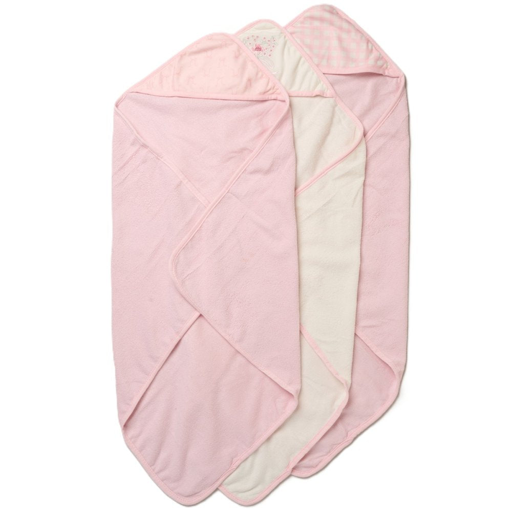 Baby girls 3 hooded towels and 3 wash cloths set flower design perfect for bath time designs may vary