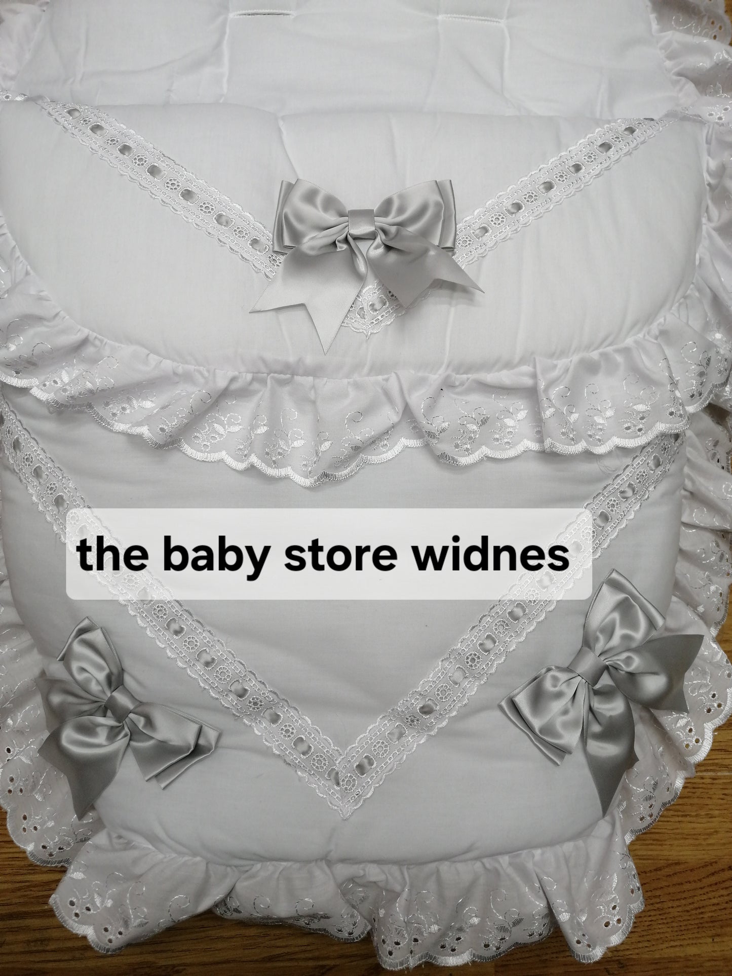 Babys boys or girls universal fit pram cosytoes footmuff pram set with bows