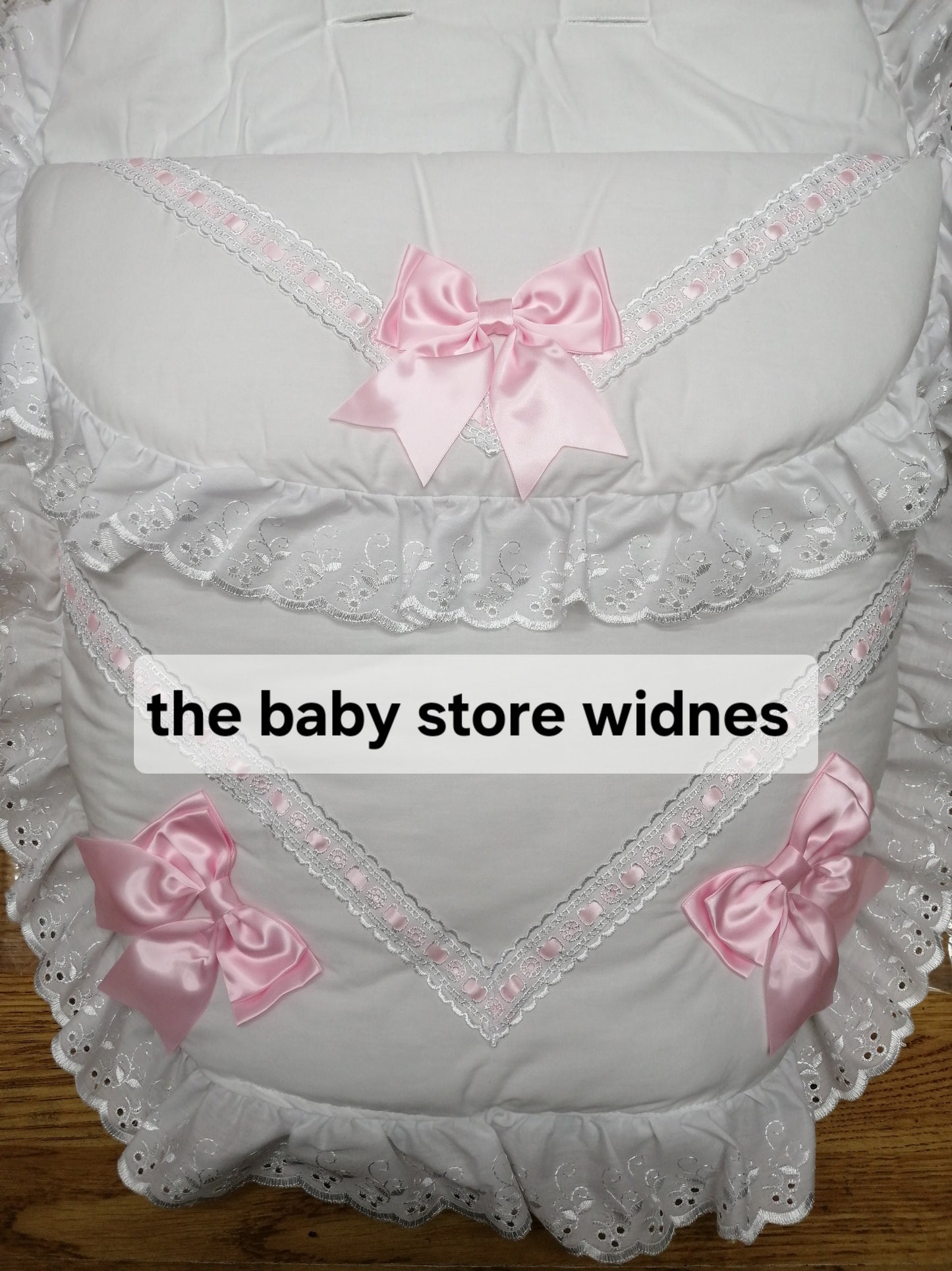 Babys boys or girls universal fit pram cosytoes footmuff pram set with bows