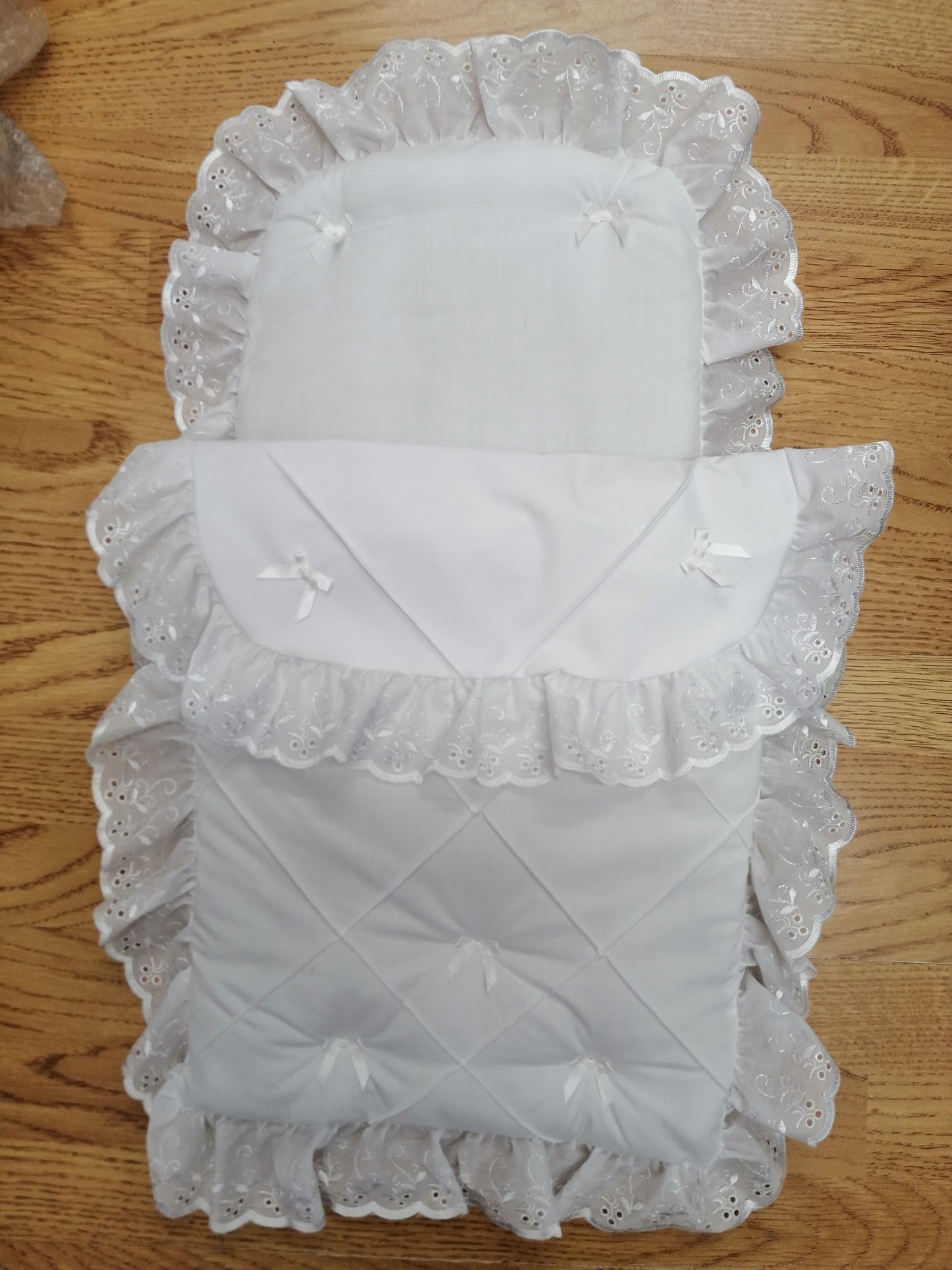 Dolls pram set quilt and pillow