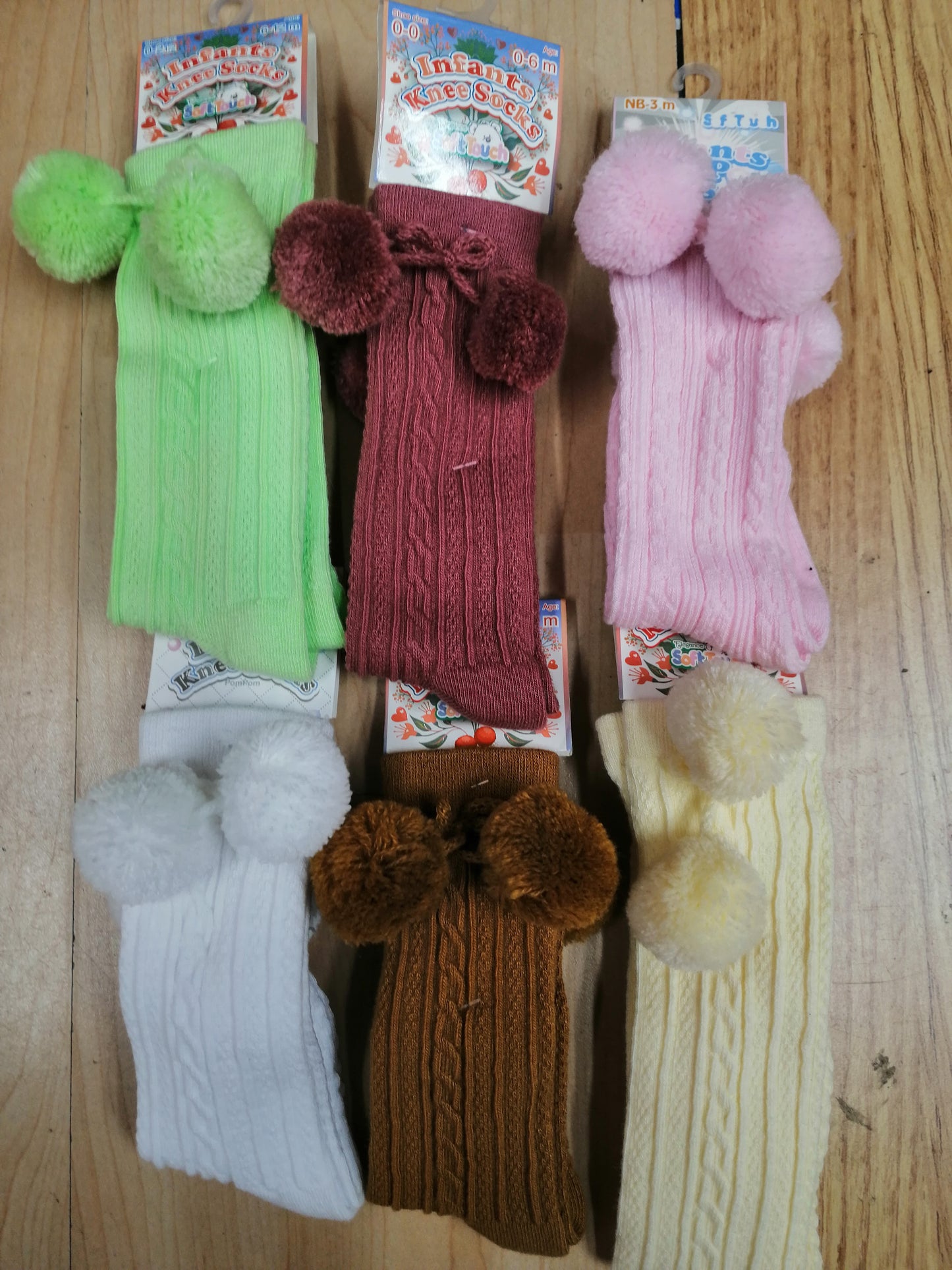 Baby Boys or girls knee high pom pom socks various colours to choose from