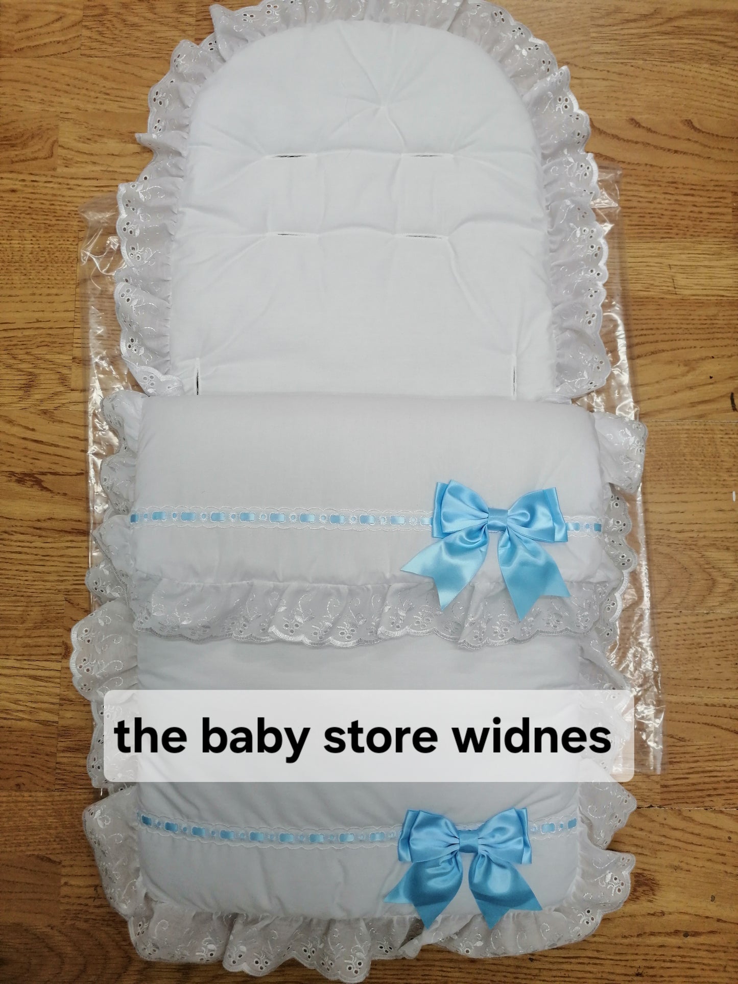 Baby Boys or Girls universal fit pram cosytoes footmuff pram set with bows