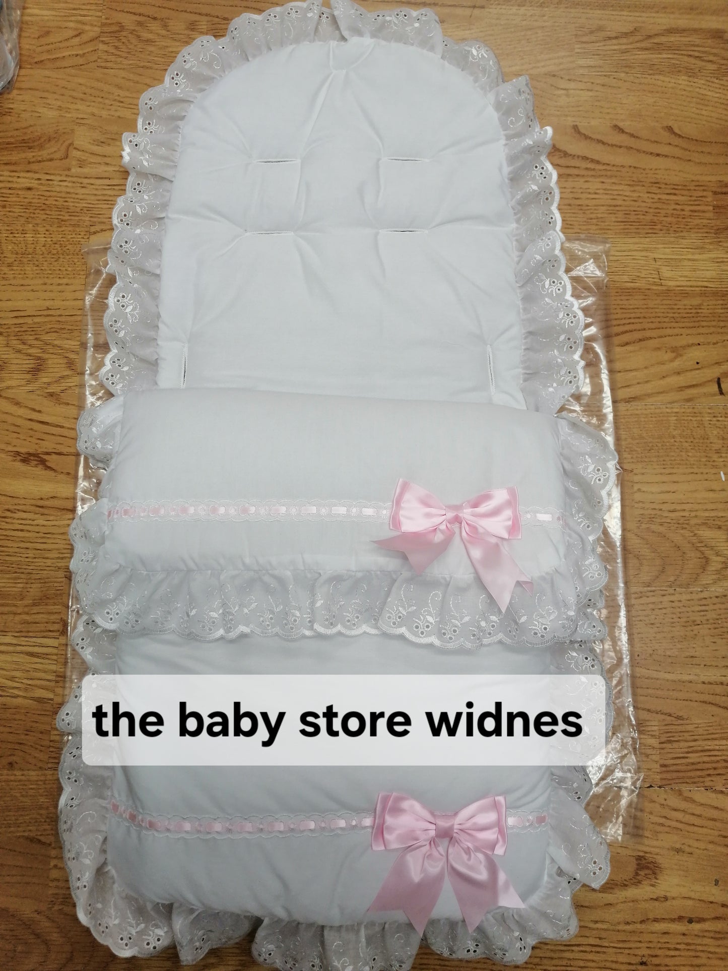 Baby Boys or Girls universal fit pram cosytoes footmuff pram set with bows
