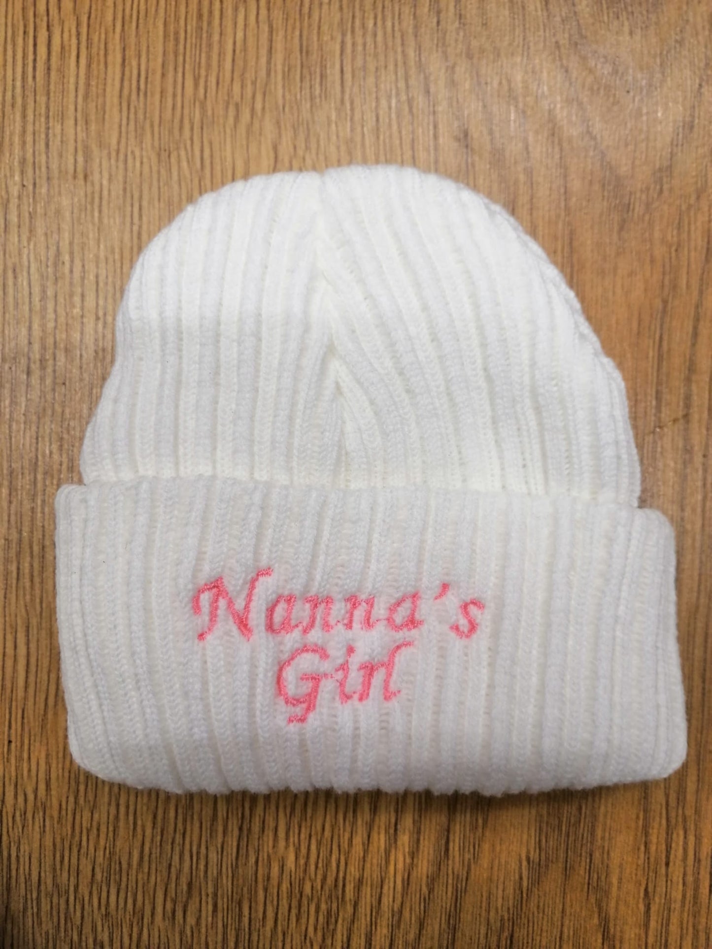 beautiful baby newborn beanie hat embroidered with nannas girl or boy or grandads boy or girl newborn size