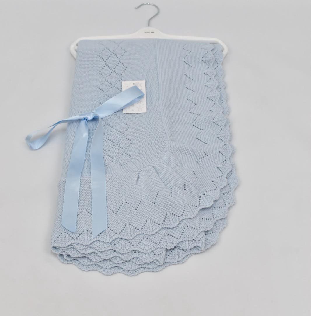 Spanish knitted ribbon bow blanket shawl comes in various colours. 42x 42 inches
