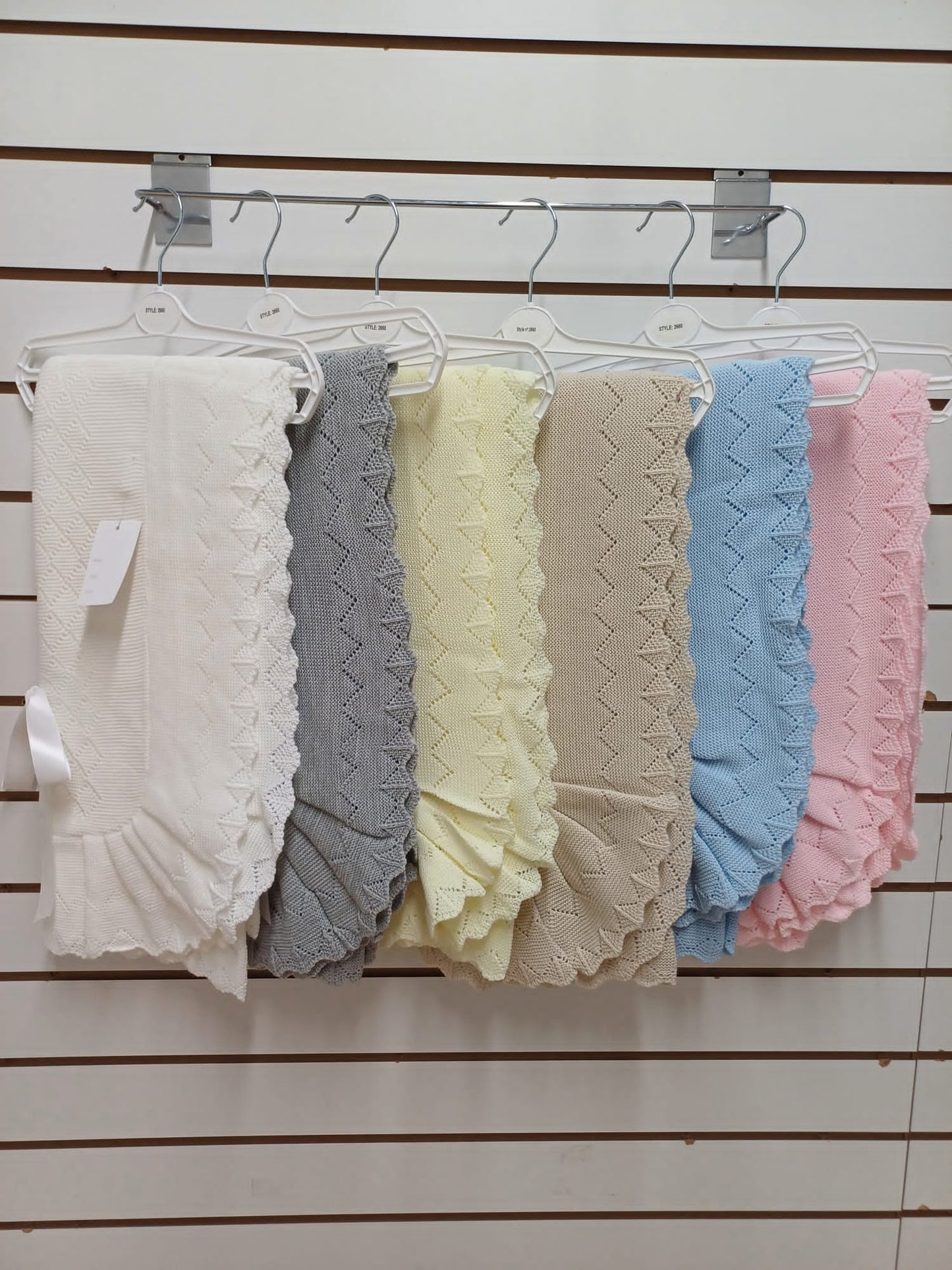 Spanish knitted ribbon bow blanket shawl comes in various colours. 42x 42 inches