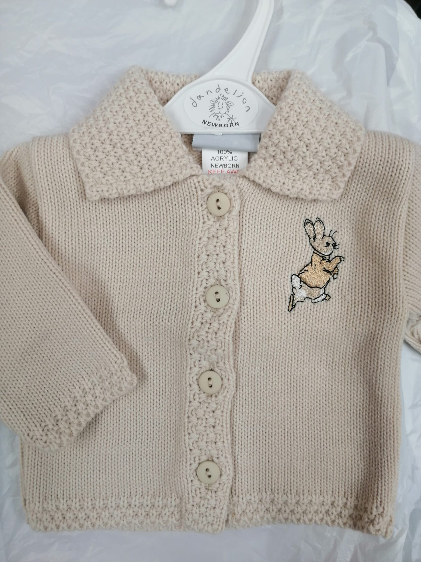 Running rabbit dandelion cardie with collar 5 colours