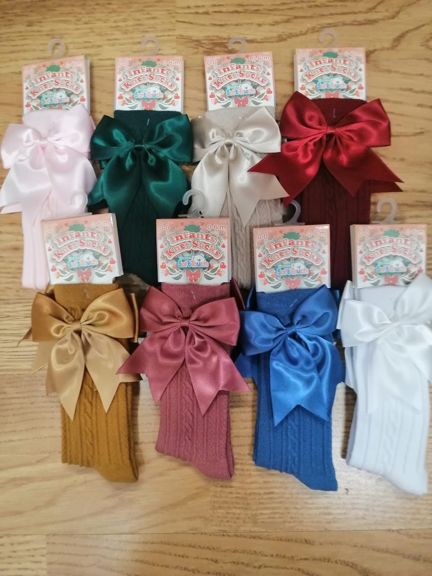Baby girls knee high large bow socks various colours to choose from