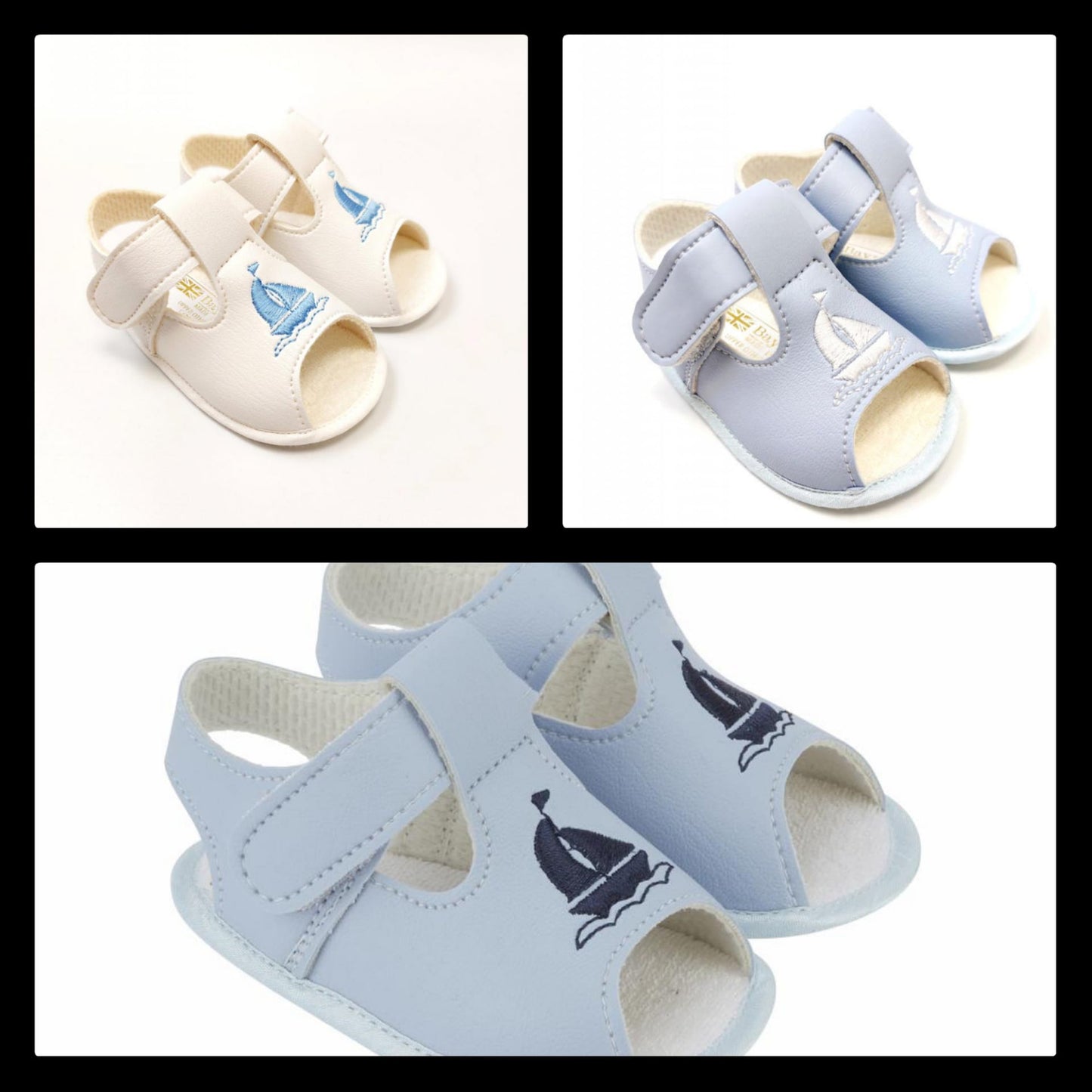 Baypods baby Boys soft sole sandals with boat embroidery