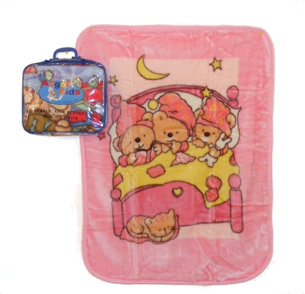 Baby Boys or girls mink blanket / wrap teddy bear design lovely and soft size 80 cm x 110 cm