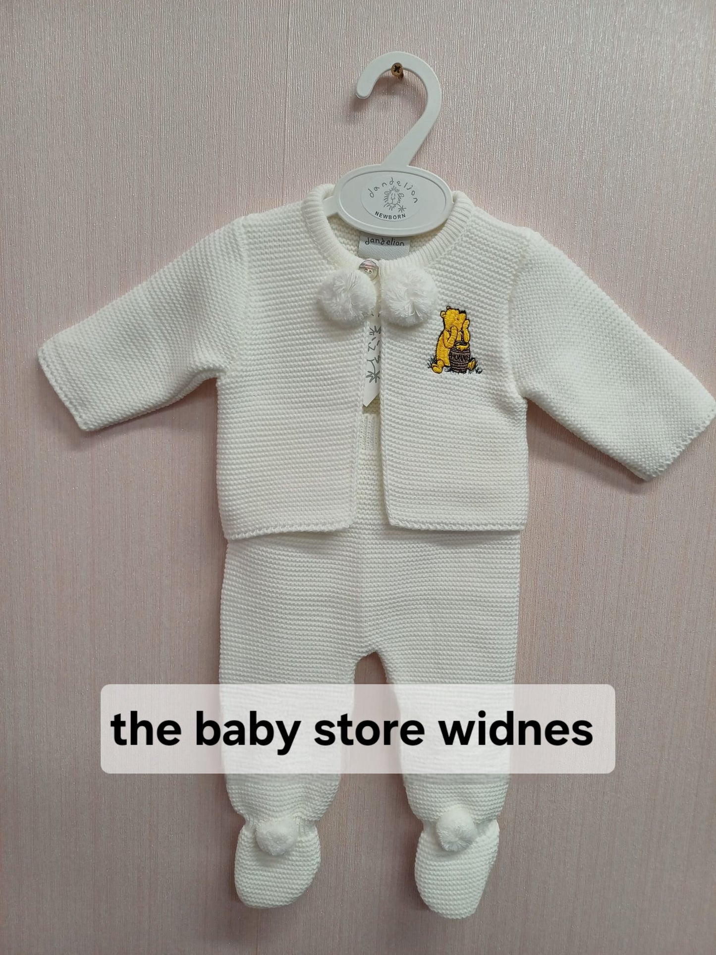 Dandelion Honey bear 2 piece suit with pom poms