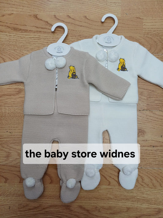 Dandelion  Honey bear  2 piece suit with pom poms