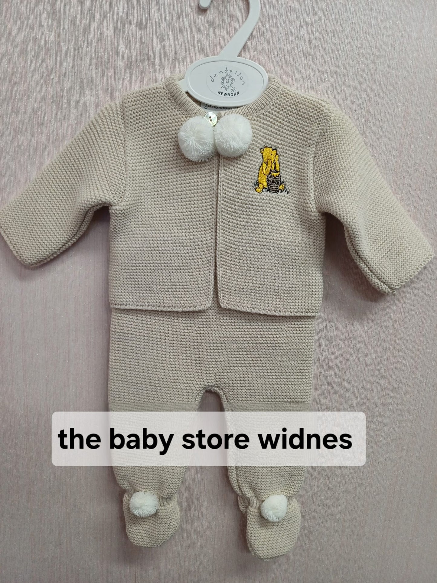 Dandelion Honey bear 2 piece suit with pom poms