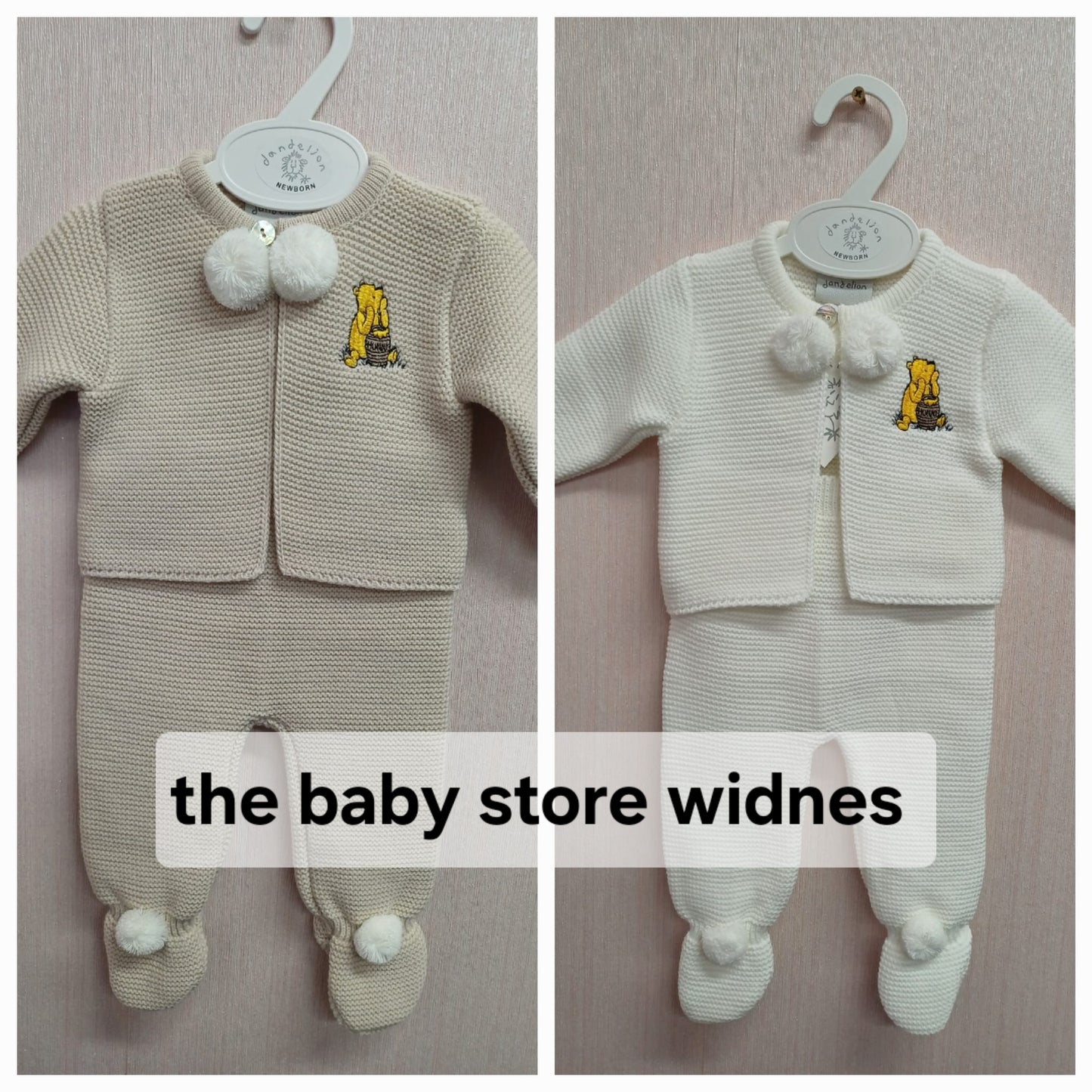 Dandelion Honey bear 2 piece suit with pom poms