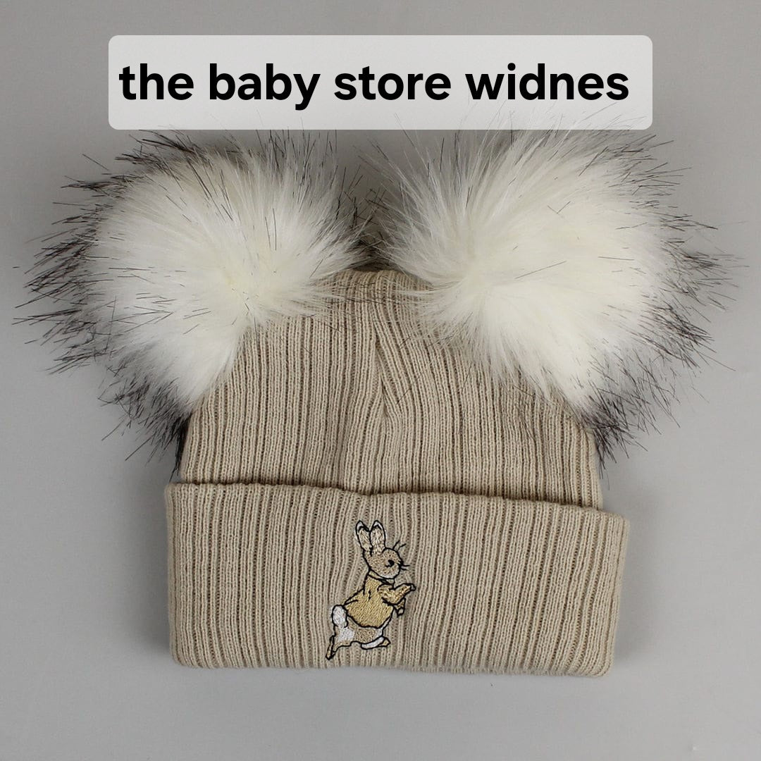 Boys and girls peter rabbit theme pom pom hats