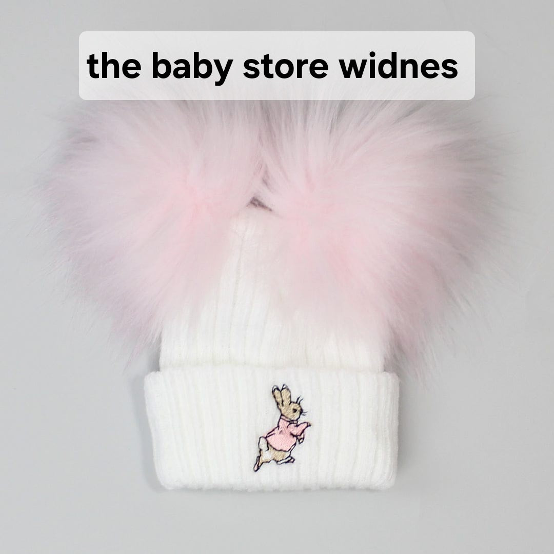 Boys and girls peter rabbit theme pom pom hats