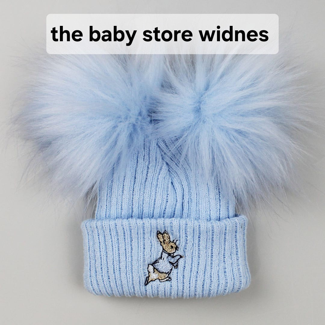 Boys and girls peter rabbit theme pom pom hats