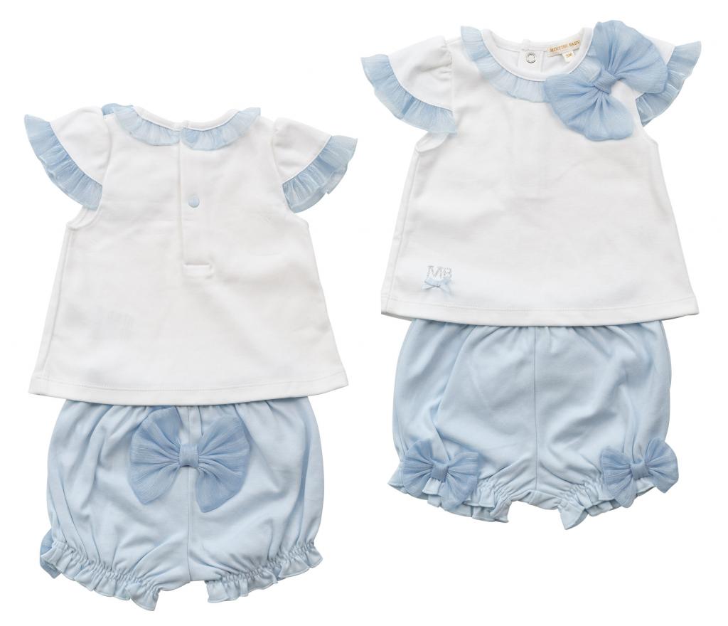 Mintini girls 2 piece top and bloomers set with bows