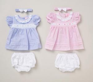 Baby girls 3 piece set with dress knickers and headband