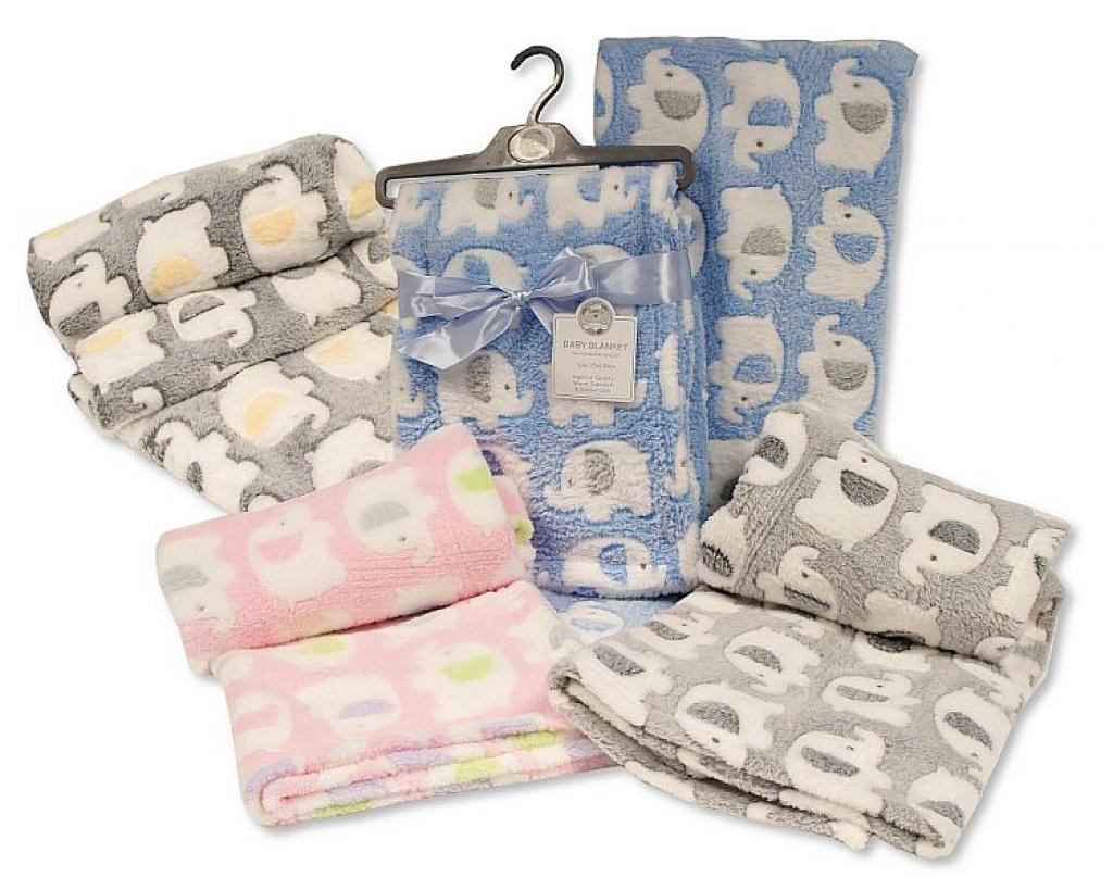Boys or girls coral minky fleece elephant design blanket / wrap