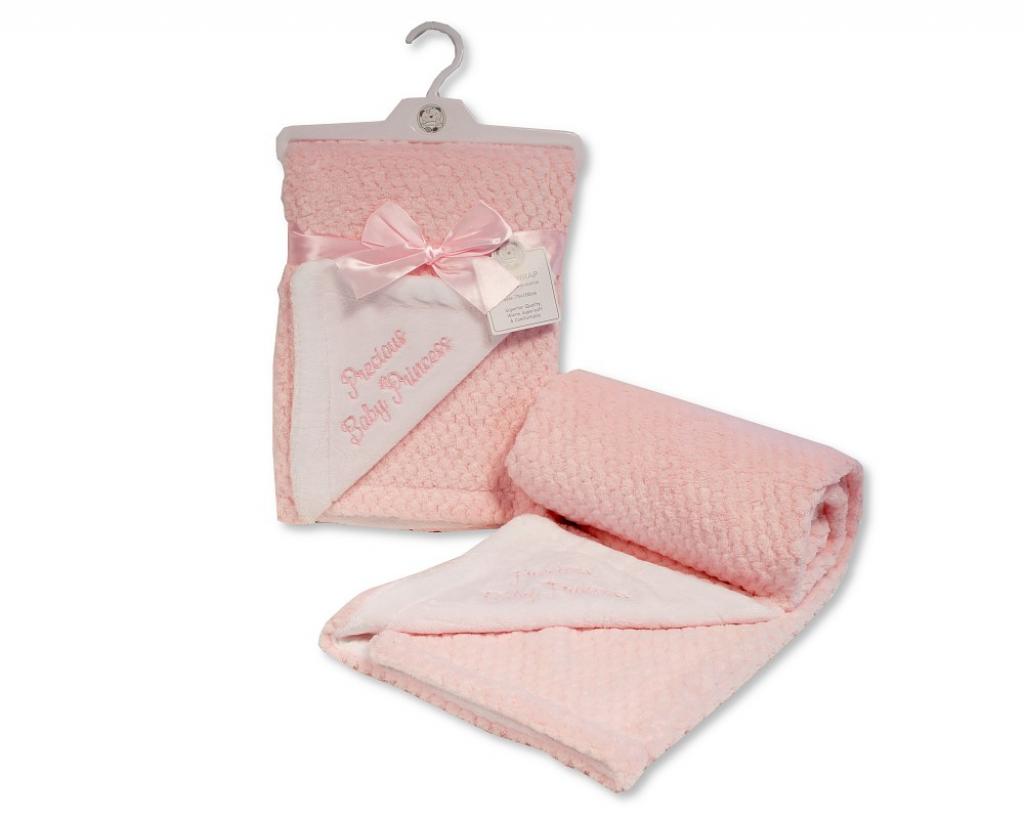 Babys waffle wrap / blanket embroidered with adorable baby prince or princess