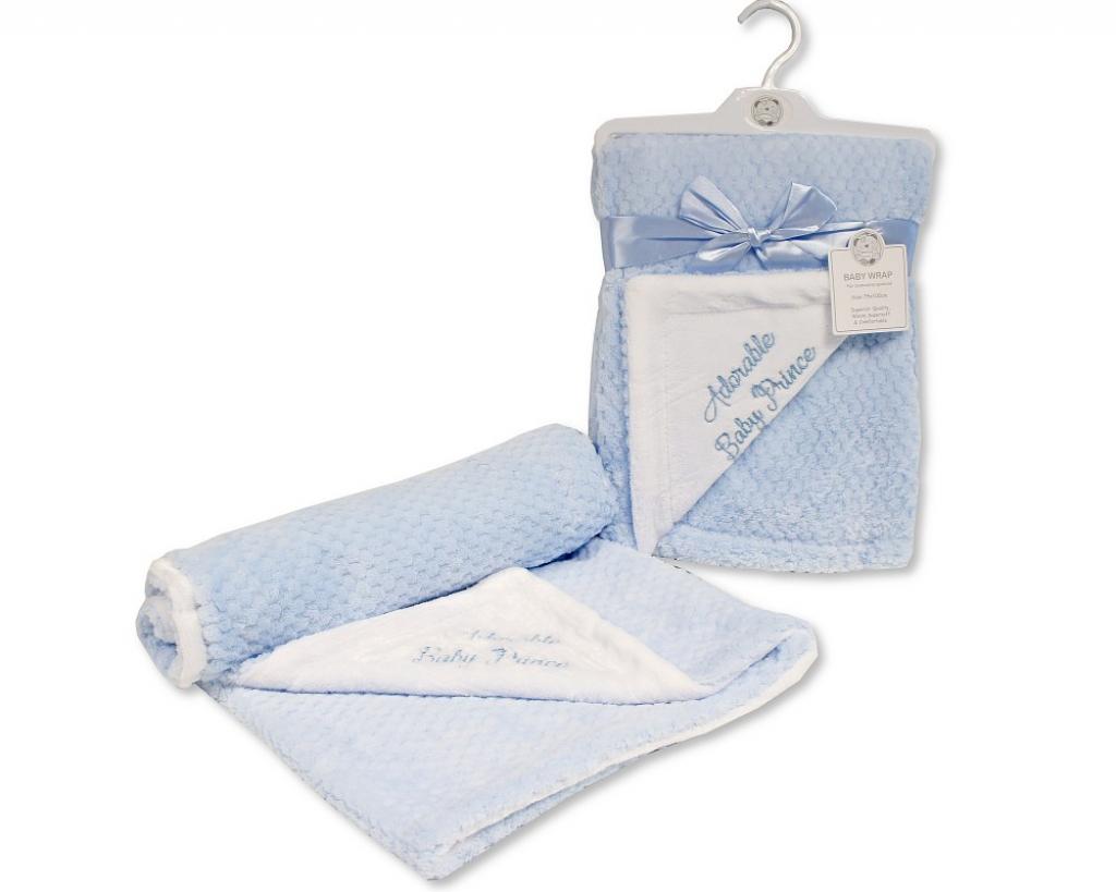 Babys waffle wrap / blanket embroidered with adorable baby prince or princess