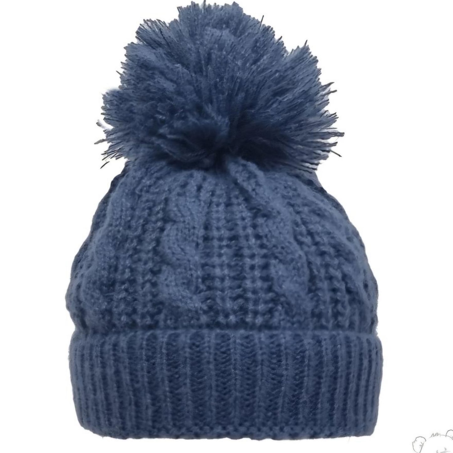 Knitted Hats Pearl cable design with large pom pom