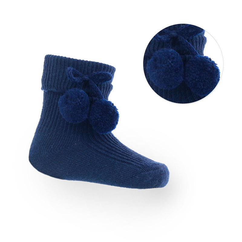Babys boys and girls ankle pom pom socks sizes newborn to 2 years various colours to choose from