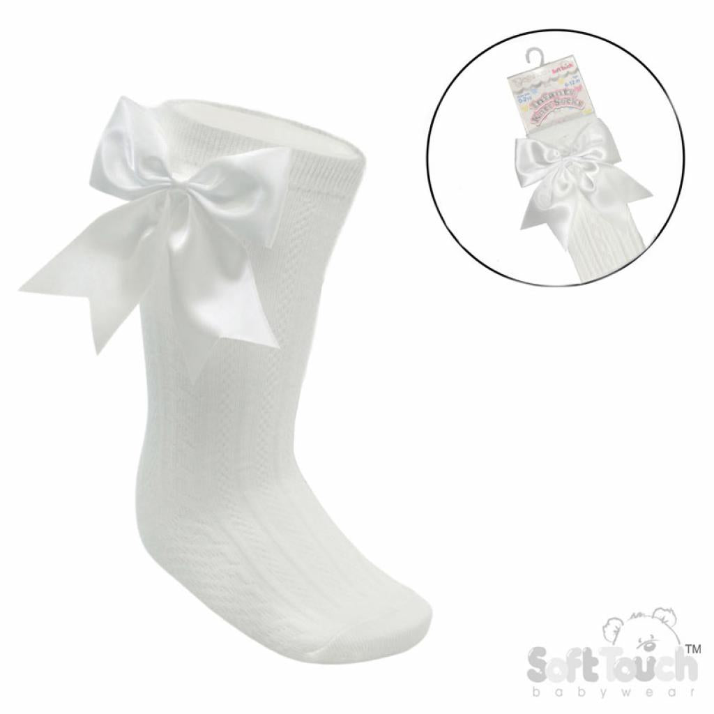Baby girls knee high large bow socks various colours to choose from