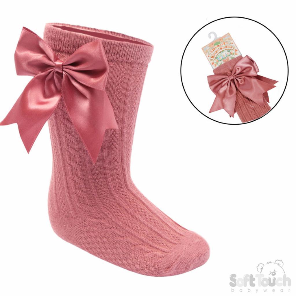 Baby girls knee high large bow socks various colours to choose from