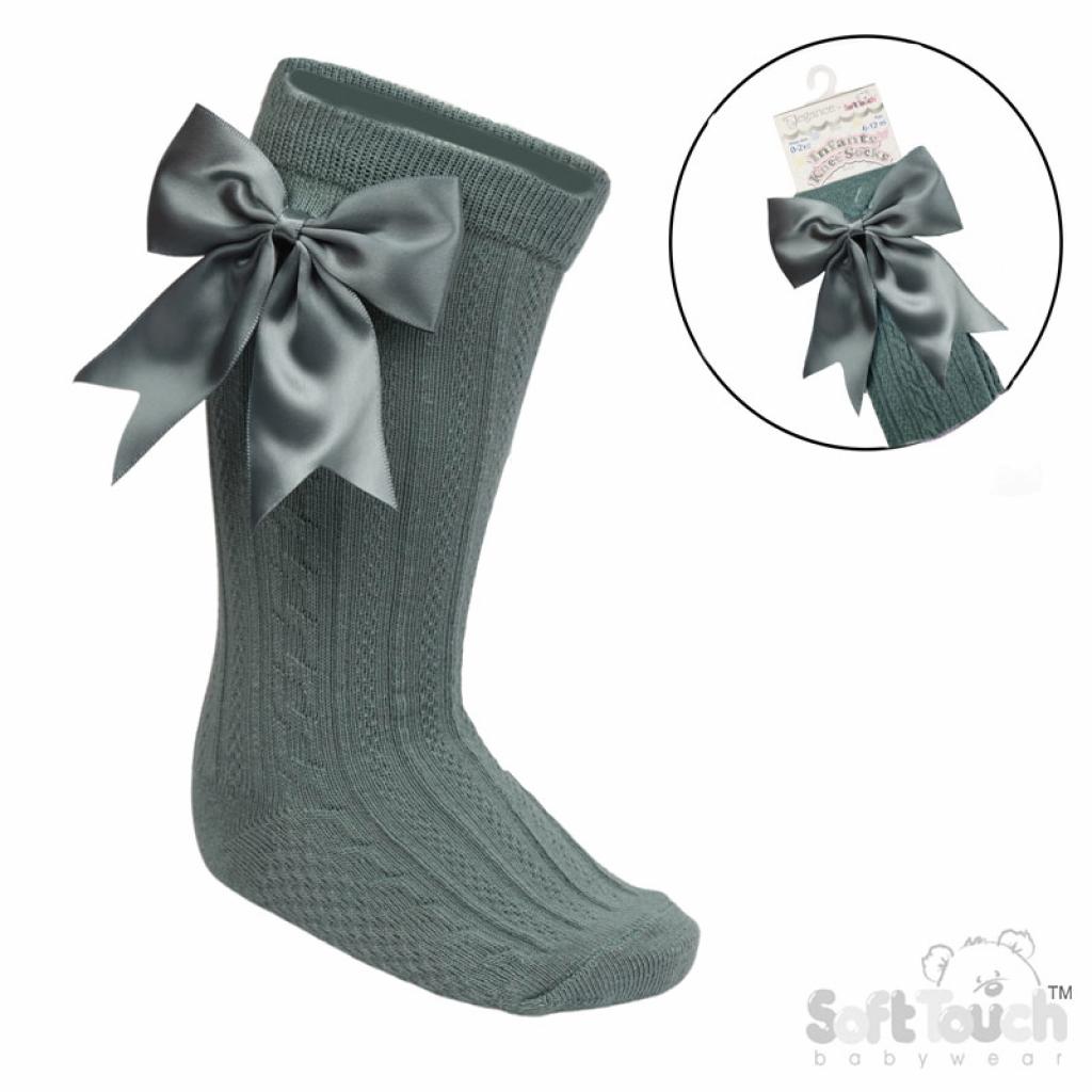 Baby girls knee high large bow socks various colours to choose from