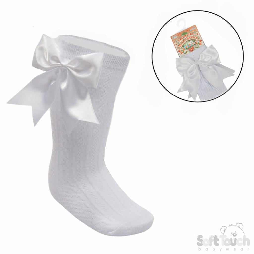 Baby girls knee high large bow socks various colours to choose from